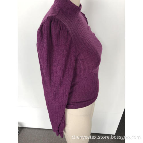 Semi-turtleneck striped long-sleeve sweater